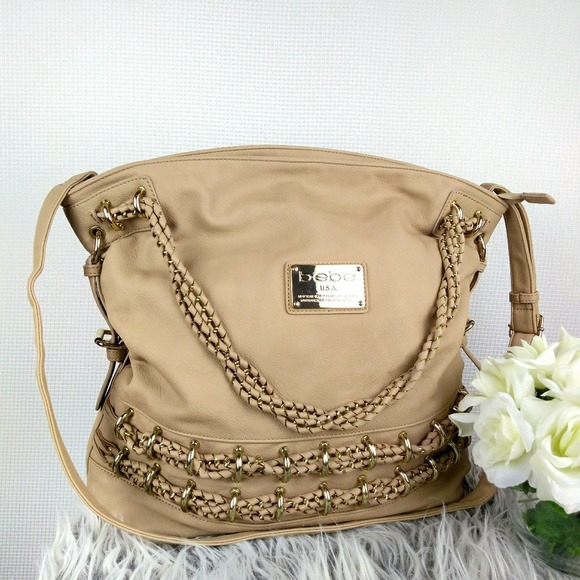 bebe Handbags - ⬇from $65 Bebe Large Beige Leather Handbag
